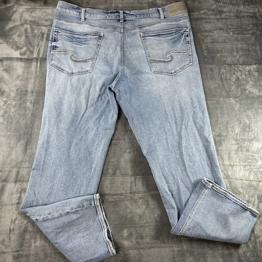 Silver Jeans Gordie Mens Distressed Denim‎ light Blue Jeans 38x34 FITS 40x33